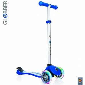 Самокат Y-SCOO Globber Primo Fantasy с 3 светящимися колесами Stars&Strips Navy Blue (Y-SCOO Globber, 6553rt)